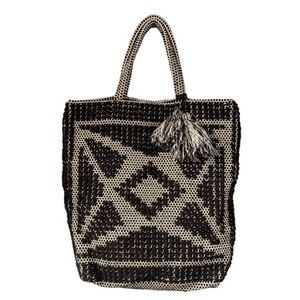 Abercrombie & Fitch Woven‎ Tote Geometric Tassel Accent Boho Macrame Cotton